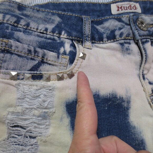2 PC LOT MUDD juniors SHORTS denim DISTRESSED jean TWEEN SIZE 9 - Picture 2 of 8